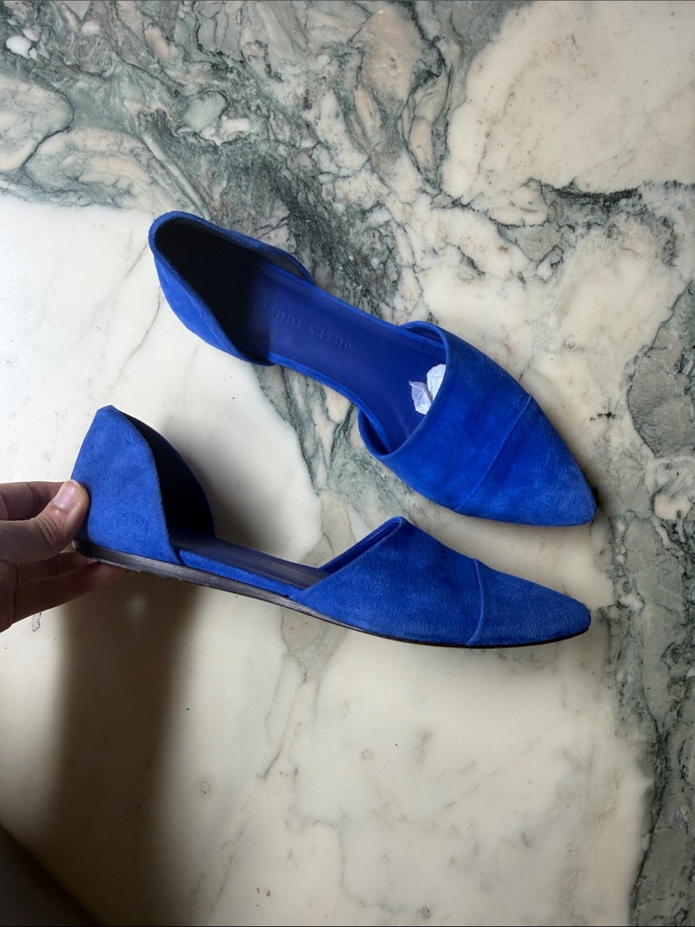 Jenni Kayne Royal Blue Suede D'Orsay Pointed Flats - Picture 2 of 6